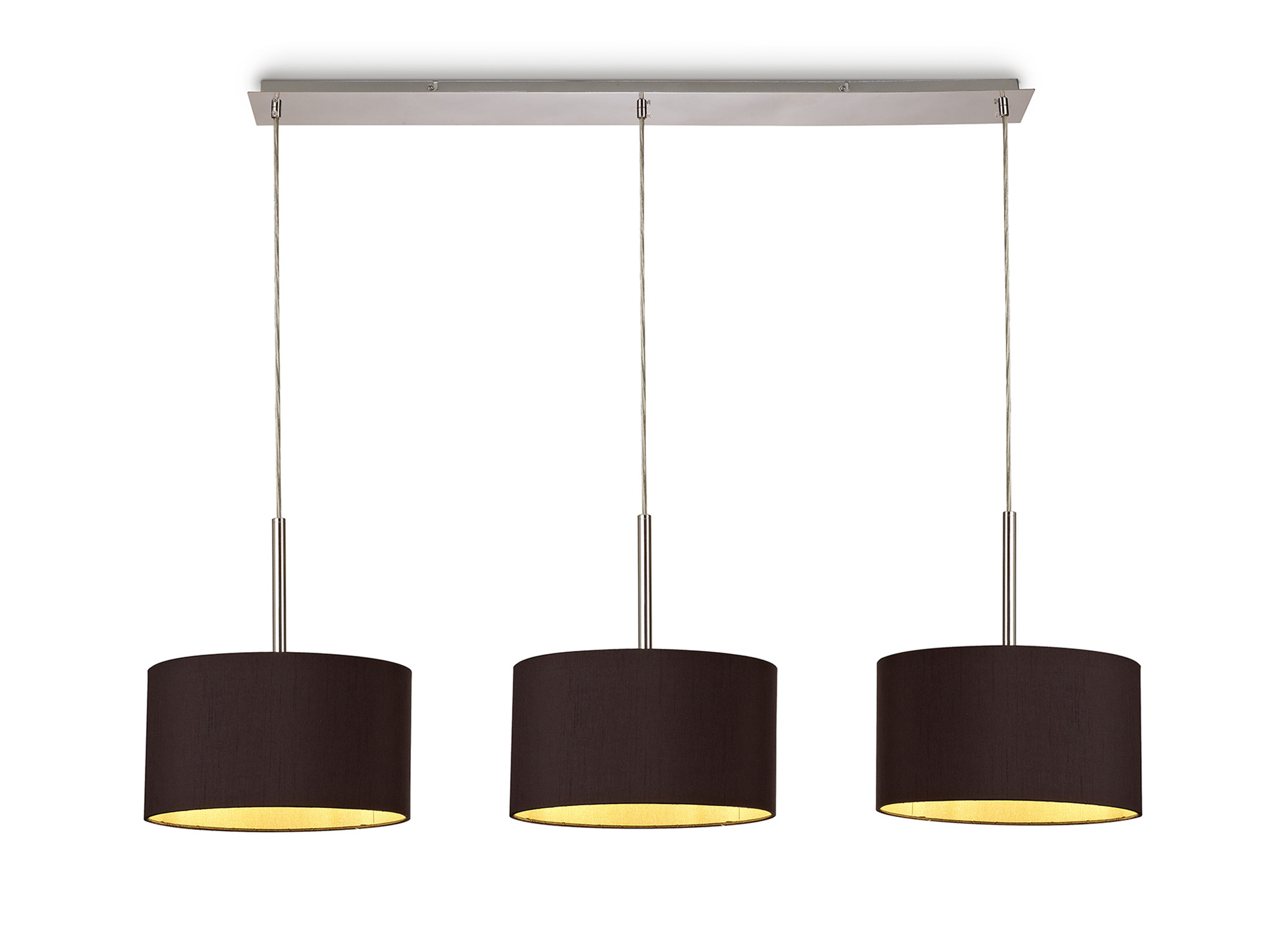 Baymont 30cm Shade 3 Light Pendant Polished Chrome, Midnight Black/Green Olive